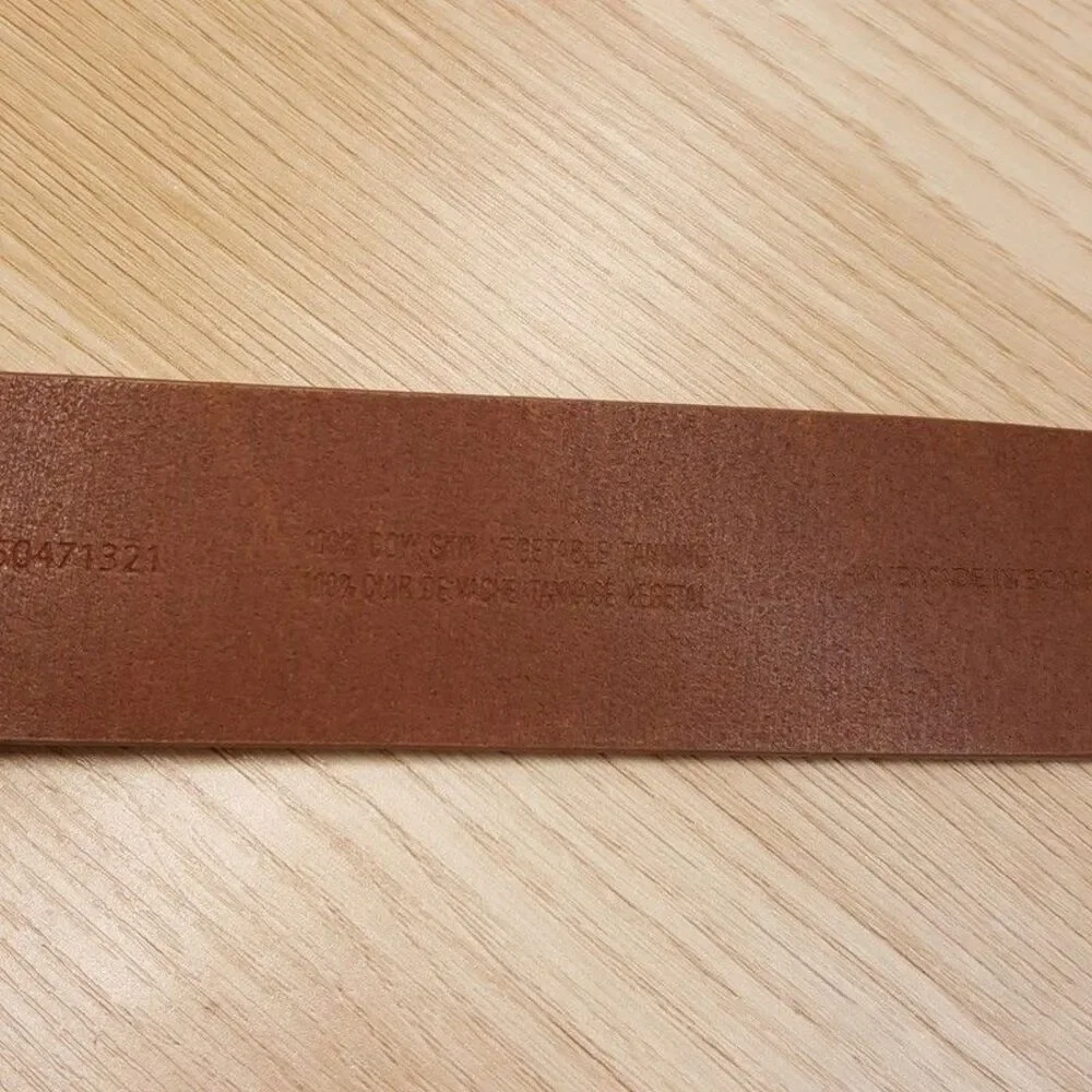 HUGO BOSS Belt Mens Size 30 Cognac Brown Genuine Leather Silver Buckle JOR
